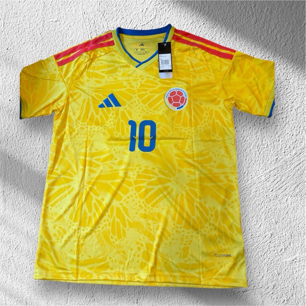 Yellow Soccer Jersey with Red and Blue Accents